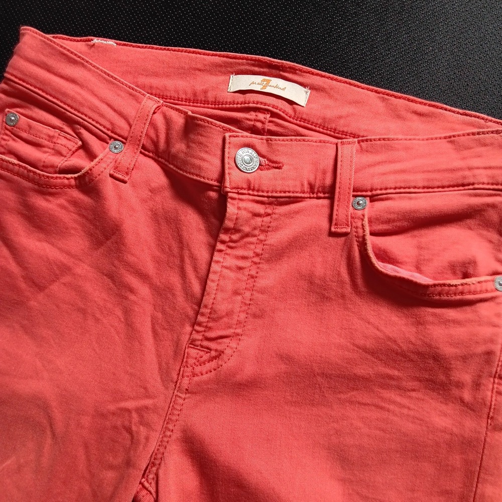 7 For All Mankind Red Skinny Ankle Stretched Denim Jeans Women's Sz 27 (*28x29)